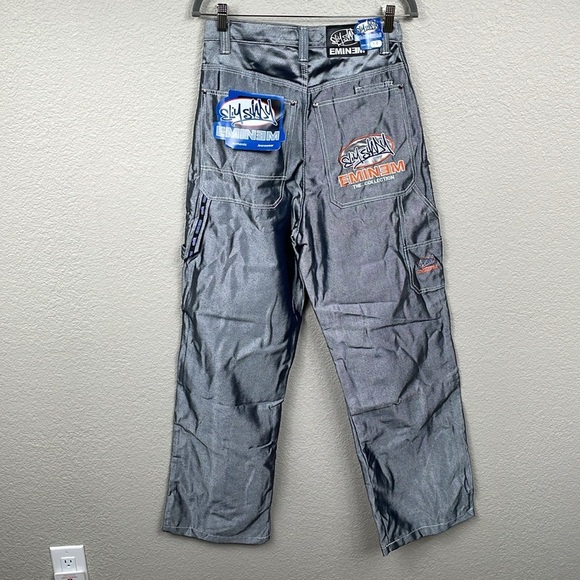 Vintage Deadstock Slim Shady Eminem 90s Baggy Wide Leg Carpenter Jeans Silver 30 - Picture 4 of 16
